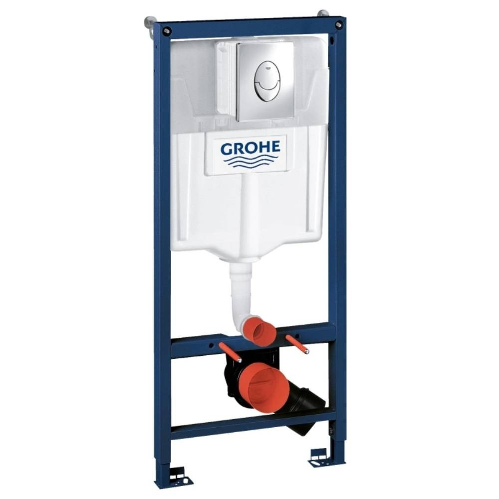 Инсталляция GROHE Rapid SL для подвес. унитаза в компл. с клав. смыва (круг.кнопка, хр.глянц.)