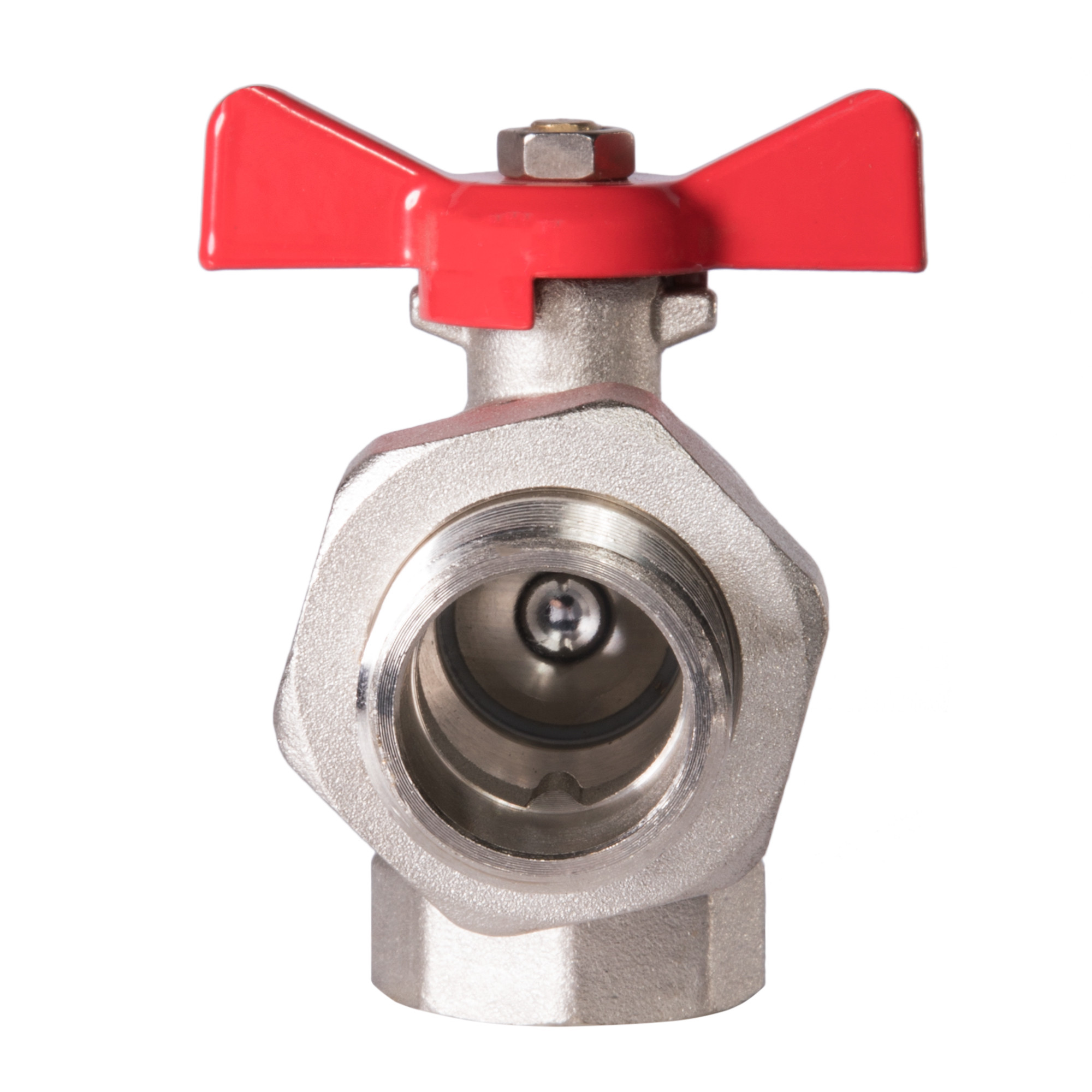 Кран шаровый угловой Royal Thermo OPTIMAL 1" НГ, бабочка